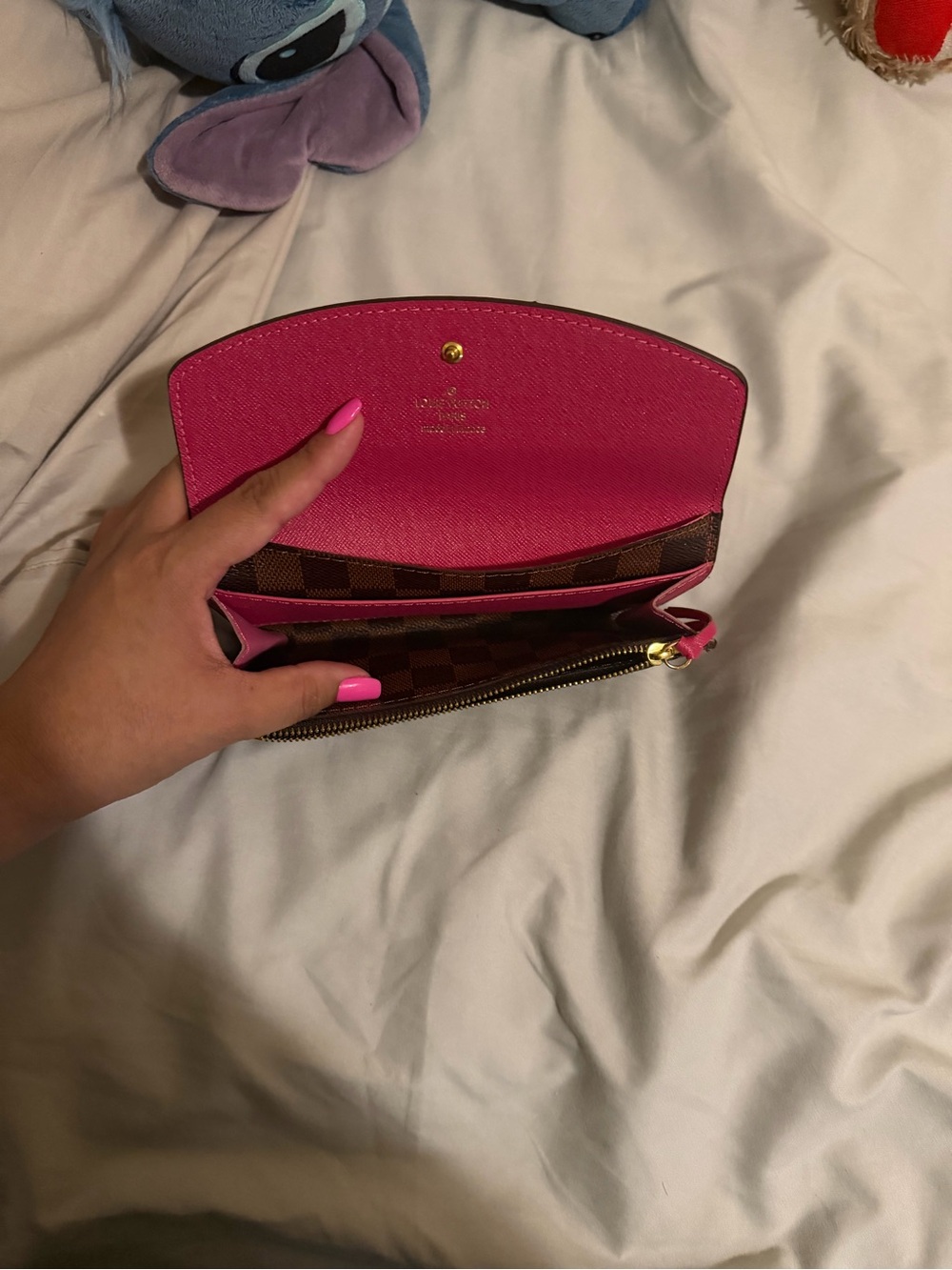 Brown Damier Ebene Wallet with Pink Interior - Picture 2 of 5